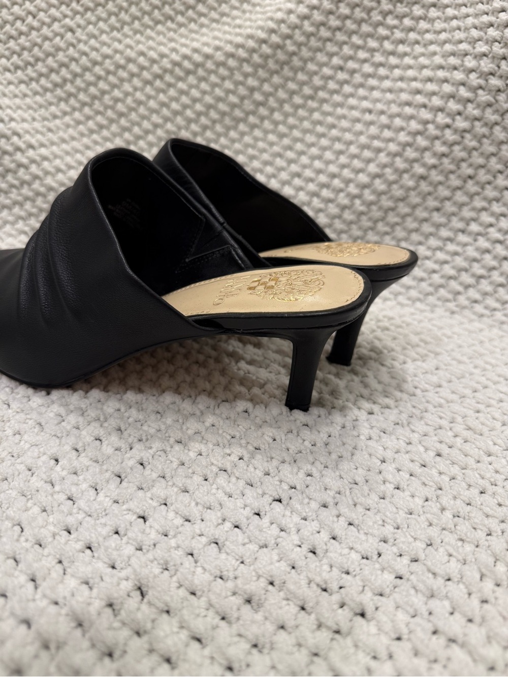 Vince Camuto Square Toe Leather Mule Kitten Heels - Picture 5 of 6